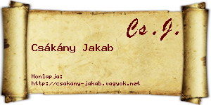Csákány Jakab névjegykártya